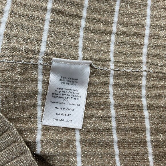 Talbots Sleeveless Ribbed Metallic Gold Stripe Sweater Button Accents XL - Picture 7 of 8